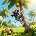 Ilustrasi pencuri kelapa masyarakat konkep